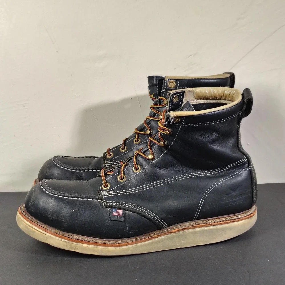 Thorogood Boots Mens 11 D Black Leather American Heritage Moc Toe Work 804-6201